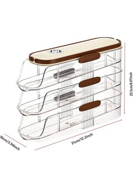 Mutfak Buzdolabı Yan Kapısı Için Şeffaf Yuvarlanan Yumurta Tutucu Yığılabilir Buzdolabı Düzenleyici - 10CM Genişlik Üç Katlı (Yurt Dışından) fiyatları