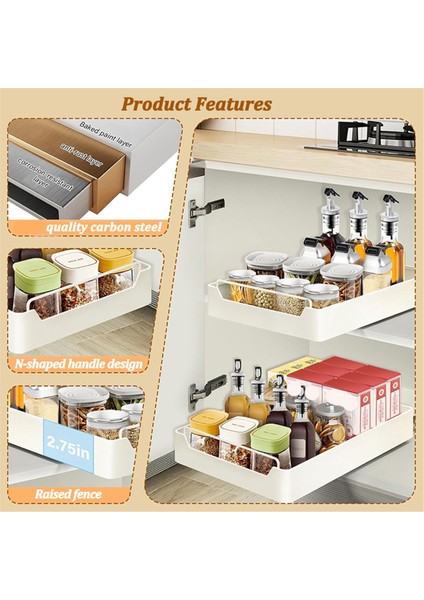 Çekmeceli Mutfak Saklama Kutusu, Dolap Düzenleyici Raf, Baharat Kiler Rafları, Çekmece Sepeti, Kolay Kurulum, Sessiz Kayar (Yurt Dışından) fırsatları