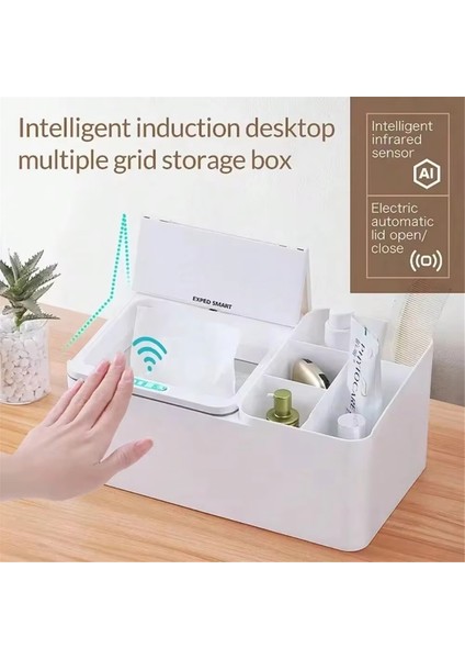 Akıllı Indüksiyon Elektrikli Masaüstü Depolama Kutusu Rafı Mücevher Bitirme Cilt Bakımı Mendil Kutusu Ofis Atıştırmalık Kutusu (Yurt Dışından) fiyatları