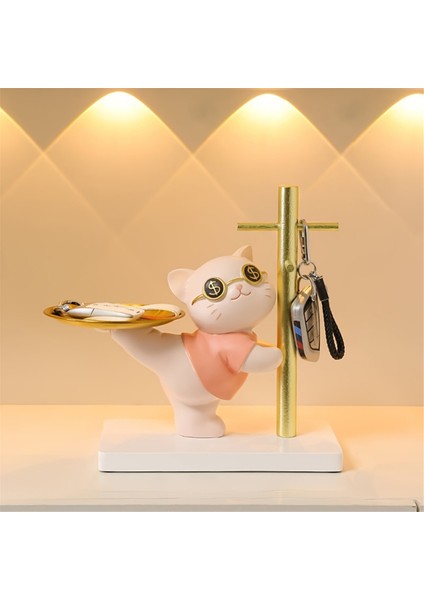 Kedi Dekorasyonu Anahtar Mücevher Depolama Rafı Tepsi Depolama Rafı Ev Dekorasyon Aksesuarları Hediye Pembe (Yurt Dışından) fırsatları