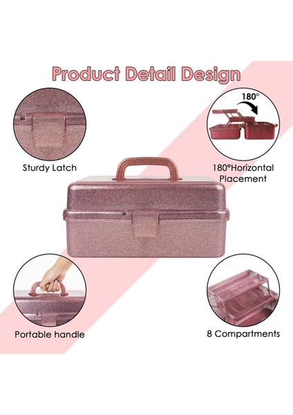 Parıltılı Pembe ve El Sanatları Alet Saklama Kutusu, 3 Katlı Istiflenebilir Taşıma Takımı Kutusu Dikiş Kutusu Düzenleyici Sanat Için (Yurt Dışından) fiyatları