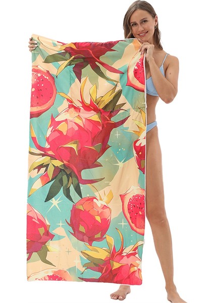 Plaj Havlusu Saklama Için 2'si 1 Arada Katlanabilir Taşınabilir Çanta, Baskılı Banyo Havluları, Depolama Özellikli Entegre Plaj Havlusu Çantası (Yurt Dışından)