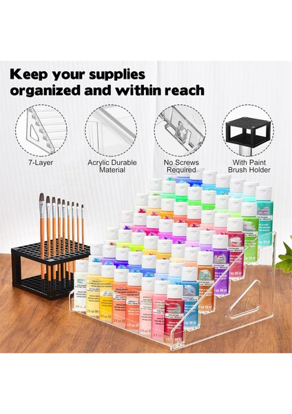 2 Adet Şeffaf Boya Saklama Kutusu Boya Fırçası Tutucu, 7 El Sanatları Boya Saklama Rafı, Boya Saklama Için Minyatür Boya Rafı (Yurt Dışından) fiyatları