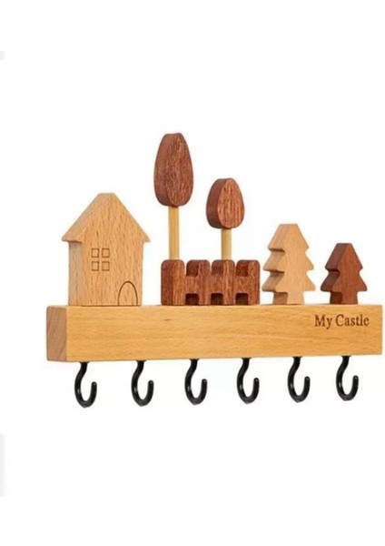 1set Basit ve Şirin Stil Masif Ahşap Anahtar Kancası, Üç Boyutlu Tasarım Duvar Dolabı Duvar Dekorasyonu Için Çivisiz Kanca (Yurt Dışından)