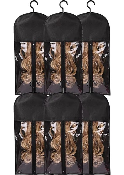 6 Adet Uzun Saç Uzatma Saklama Çantası Dokumasız Toz Geçirmez Peruk Taşıma Çantaları Askılı Ev Salon Organizatörü (Yurt Dışından)