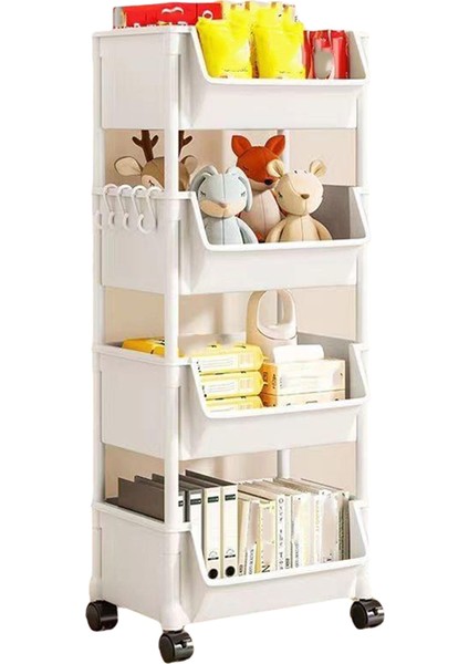 4 Katmanlı Ev Atıştırmalıkları Depolama Kitaplık, Araba Depolama Rafı, Depolama Rafı Mutfak Meyve ve Sebze Sepeti (Yurt Dışından)