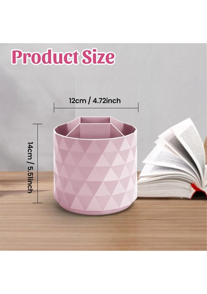 360° Dönebilen Kalemlik, 5 Izgara Sevimli Kalem Saklama Kutusu Makyaj Fırçası Okul Ofis Kırtasiye Malzemeleri Pembe (Yurt Dışından) modelleri