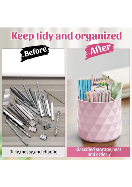 360° Dönebilen Kalemlik, 5 Izgara Sevimli Kalem Saklama Kutusu Makyaj Fırçası Okul Ofis Kırtasiye Malzemeleri Pembe (Yurt Dışından) fırsatları