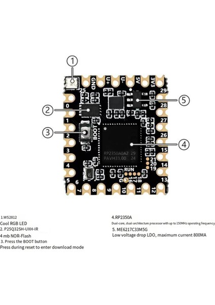 Raspberry Pi Pico 2 Damga Deliği Geliştirme Kartı RP2350-CORE-A RP2350 Çok Işlevli Çift Çekirdekli Işlemci (Yurt Dışından) fırsatları