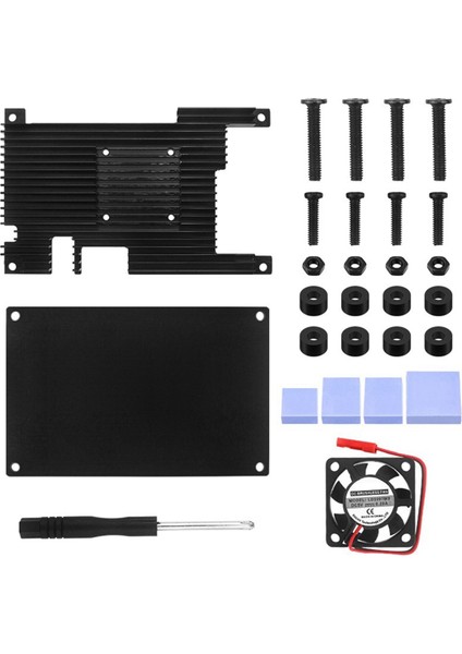 Orange Pi 5 / 5b Alüminyum Alaşımlı Kasa Aktif ve Pasif Metal Soğutma Muhafazası Fanlı Isı Emici Koruma (Yurt Dışından)