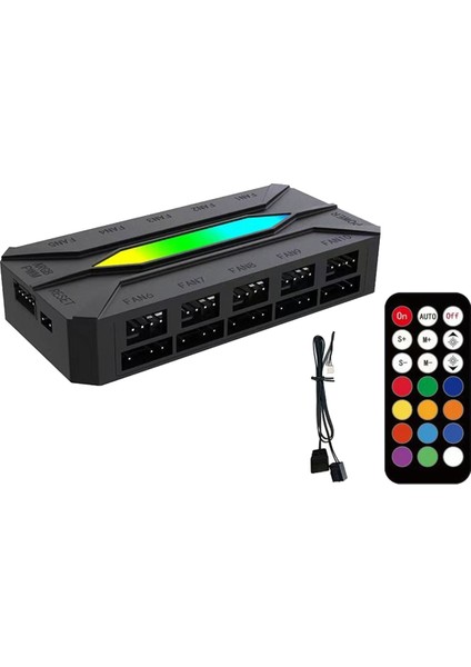Çift On Yollu Argb Kontrol Cihazı Bilgisayar Soğutma Şasi Fanı Pwm Sıcaklık Kontrol Hub 5V 3pin Shenguang Senkronizasyon (Yurt Dışından)