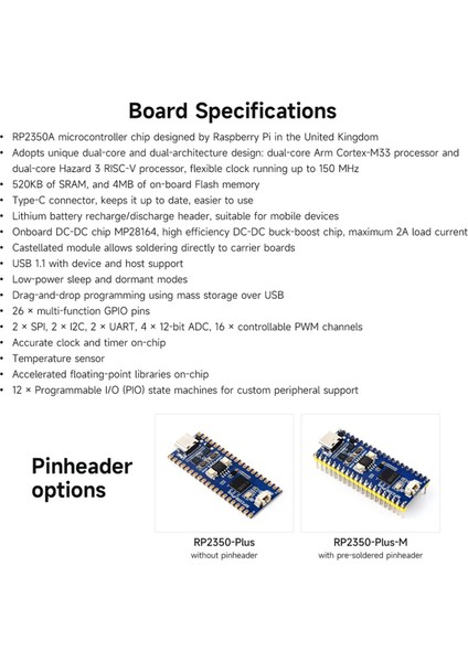 Raspberry Pi Pico 2 RP2350 Plus Geliştirme Kartı Çift Çekirdekli Işlemci Mikrodenetleyici Rpı Pıco B ile Uyumlu (Yurt Dışından) fırsatları