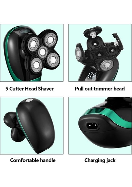 5'i 1 Arada Şarj Edilebilir Elektrikli Tıraş Makinesi, Tıraş Kılı Kesme Burun Kılı, Kulak Kılı Düzeltici, Erkekler Için Yüz Temizleme Fırçası (Yurt Dışından)
