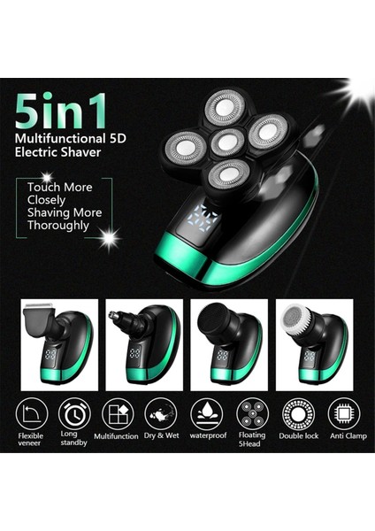 5'i 1 Arada Şarj Edilebilir Elektrikli Tıraş Makinesi, Tıraş Kılı Kesme Burun Kılı, Kulak Kılı Düzeltici, Erkekler Için Yüz Temizleme Fırçası (Yurt Dışından) indirimleri