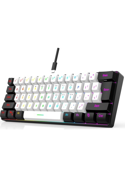 Dizüstü Bilgisayar Ofis Iş Masaüstü Ev Için USB Kablolu Klavye 61 Tuş Rgb Arkadan Aydınlatmalı Bilgisayar/mac Oyun Klavyeleri Beyaz (Yurt Dışından)