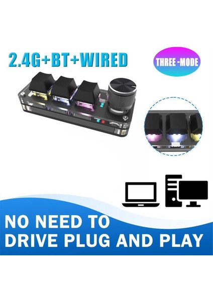 Mekanik Klavye Rgb Mini Oyun Özel Programlama Kırmızı Anahtar 3 Tuş 1 Düğme 2.4g Kablosuz Bluetooth Düğme Tuş Takımı (Yurt Dışından) fırsatları