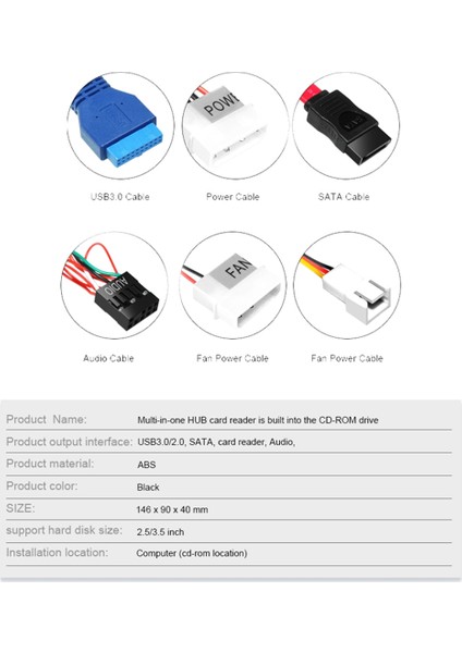 Masaüstü Bilgisayarlar Için USB 2.0/3.0 E-Sata Sata Çoklu Kart Okuyuculu 5.25 Inç Medya Panosu (Yurt Dışından) fırsatları