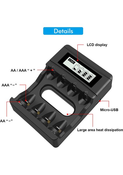 4 Yuvalı 1.5V Li-Ion Pil Şarj Cihazı Şarj Edilebilir Li-Ion Piller Için Akıllı Pil Şarj Cihazı (Yurt Dışından) fiyatları