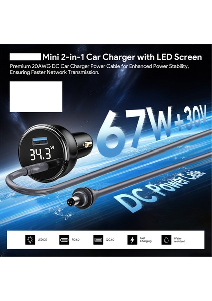 Starlink Mini 100W 2'si 1 Arada Araç Şarj Cihazı Için 3 Metre Tip-C'den Dc Kabloya LED Ekran Çakmak Deliğine Takın (Yurt Dışından) fiyatları