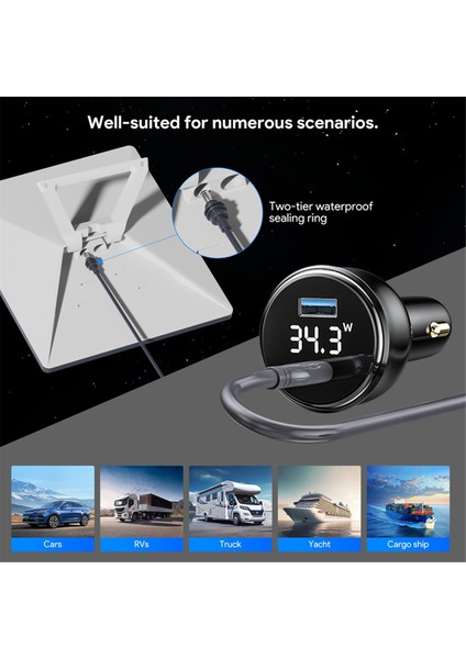 Starlink Mini 100W 2'si 1 Arada Araç Şarj Cihazı Için 3 Metre Tip-C'den Dc Kabloya LED Ekran Çakmak Deliğine Takın (Yurt Dışından) indirimleri