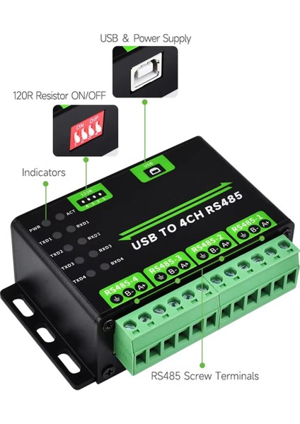 Usb'den 4ch RS485 Dönüştürücü Modülü Endüstriyel Sınıf Evrensel Seri Iletişim (Yurt Dışından) modelleri