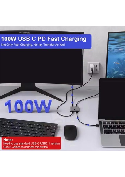 Çift Yönlü USB C Anahtar Ayırıcı 8k USB C Anahtarı Kvm 8k 60Hz 4K 144Hz Çoklu Kaynak Için Video USB C Hattı Yok (Yurt Dışından) fırsatları