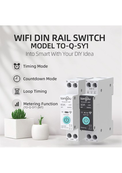 Tongou Dc Wıfı Akıllı Devre Kesici 63A Dın Rayı Akıllı Ev Kablosuz Uzaktan Kumanda Anahtarı App Tarafından Siyah (Yurt Dışından) fiyatları