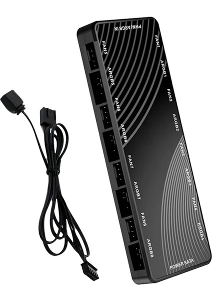 Şasi Fan Işık Kontrol Cihazı 2'si 1 Arada Pwm + Argb Hub Çift Sekiz Yollu Ayırıcı 8 Portlu Hub (Yurt Dışından)