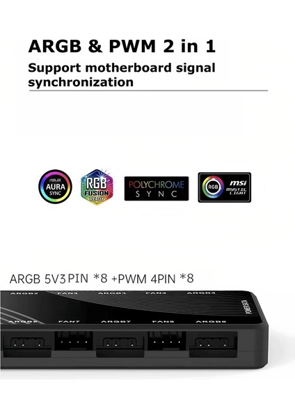Şasi Fan Işık Kontrol Cihazı 2'si 1 Arada Pwm + Argb Hub Çift Sekiz Yollu Ayırıcı 8 Portlu Hub (Yurt Dışından) fırsatları