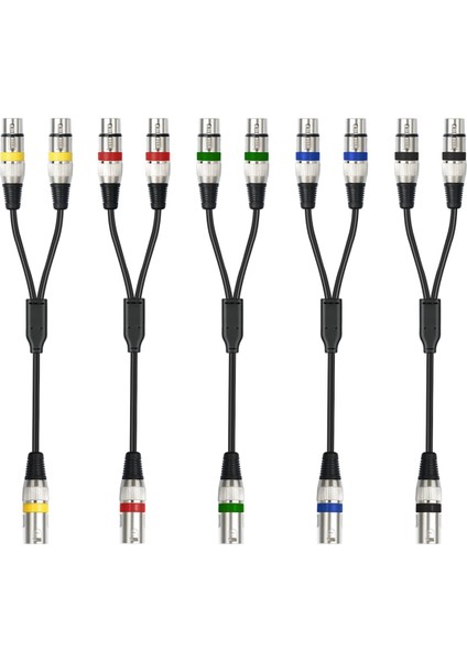 5 Paket 1.6ft Xlr Dişi - Çift Xlr Erkek Y Ayırıcı Kablo, Xlr Ayırıcı 1 Dişi - 2 Erkek Mikrofon Mikseri Için (Yurt Dışından)