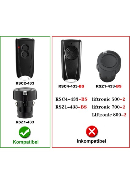 2 Adet Garaj Açacağı Uzaktan Kumandası Ecostar RSC2-433 RSE2-433,RSZ1-433,HORMANN Liftronic Için El Tipi Kapı Vericisi (Yurt Dışından) modelleri