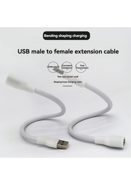 2 Adet Esnek USB Uzatma Kablosu Erkekten Dişiye 2 Çekirdekli Güç Kaynağı USB Işık Dizüstü Bilgisayar Okuma Için Mükemmel (Yurt Dışından) modelleri