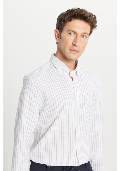 %100 Pamuk Slim Fit Dar Kesim Düğmeli Gömlek Yaka Armürlü Gömlek fırsatları