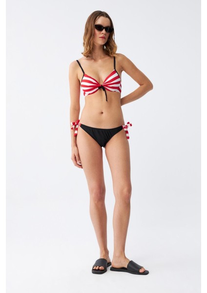 Kadın Yandan Bağlamalı Yarım Destekli Fiyonklu Alt Üst Bikini Takım Kırmızı 35014 modelleri
