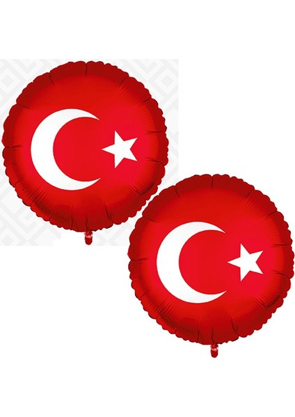 Türk Bayrağı Renklerinde Ay Yıldızlı Folyo Balon 45 cm 2 Adet Gösteri