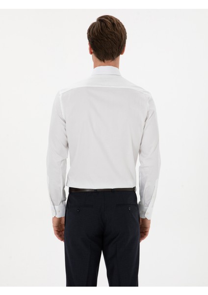 Erkek Beyaz Slim Fit %100 Pamuk İtalyan Yaka Klasik Gömlek 50250845-VR013 indirimleri