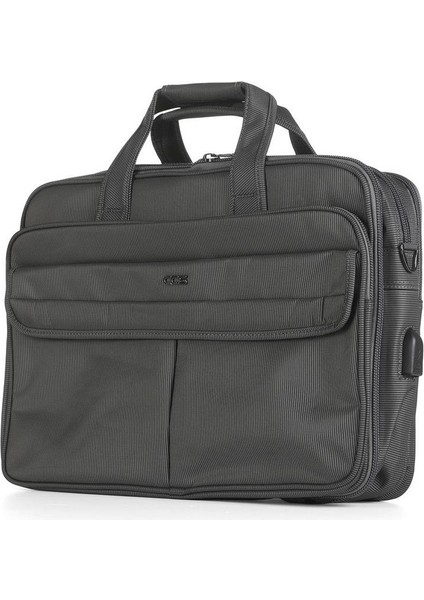 71242 Gri Kumaş Laptop Bölmeli Evrak Çantası