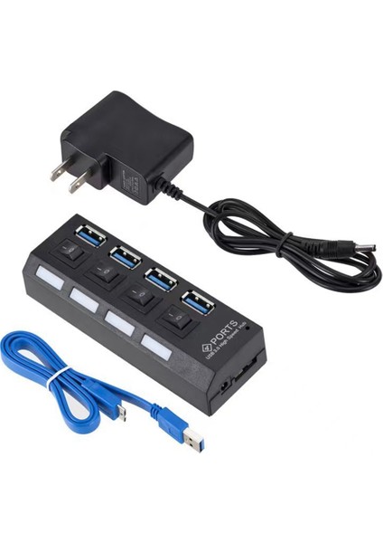USB 3.0 Güç Adaptörü 4 Bağlantı Noktalı Çoklu USB Ayırıcı Hub 3.0usb Hub 50CM Kablo Hub Yerleştirme Istasyonu Abd Fişi (Yurt Dışından)