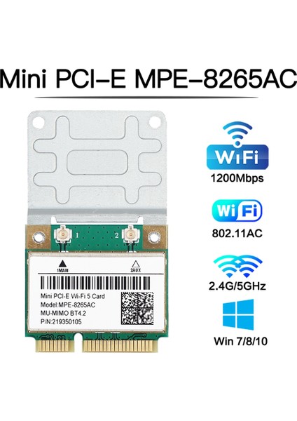 MPE-8265AC Kablosuz Yarım Mini Pcı-E Wifi Kartı Wifi 5 Çift Bant 802.11AC 2.4ghz 5ghz 1200MBPS Wlan Ağ Kartı (Yurt Dışından) modelleri
