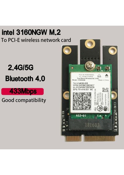 AC3160NGW Kablosuz Ağ Kartı Wifi Adaptörü Bt 4.0 Dual Band Lenovo Için Özel 04X6034 Y40 Y50 G40 G50 B40 Z50 (Yurt Dışından) fırsatları