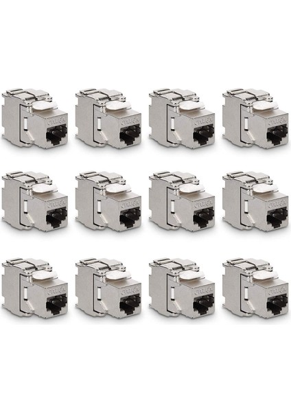 Keystone Modül Jakları - 12 Parça CAT6A Korumalı Keystone Jakı RJ45 Cat 6A Ethernet Modülü 10 Gbit Metal Muhafazalı (Yurt Dışından)