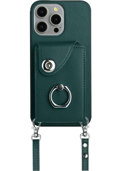 iPhone 12 Pro Max Kadınlar Için Kart Yuvalı, Yüzük Tutuculu ve Çapraz Askılı Uzun Askılı Sevimli Telefon Cüzdan Kılıfı (Yurt Dışından)