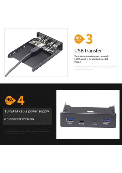 USB Hub USB C Hub 3.5 Inç Disket Sürücüsü Ön Panel 2 Port USB 3.0 + 2 Port USB 3.1 Tip C 20 Pin Konnektör (Yurt Dışından) fiyatları