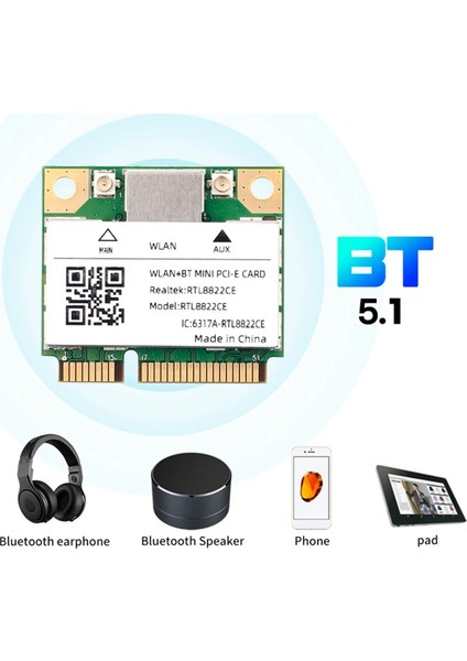 Çift Bant Mini Pcie RTL8822CE 1200MBPS Wifi Kartı Bluetooth 5.1 Kablosuz Adaptörü 802.11AC Dizüstü/pc Için Wind 10/11 (Yurt Dışından) indirimleri