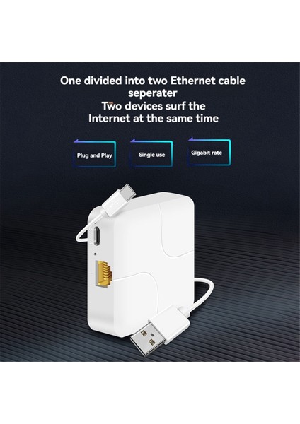 Evrensel Ağ Kablosu Uzatma Ethernet Ayırıcı Yüksek Hızlı USB C Güç Gigabit Internet RJ45 Ayırıcı Adaptörü 1 Ila 2 (Yurt Dışından) modelleri
