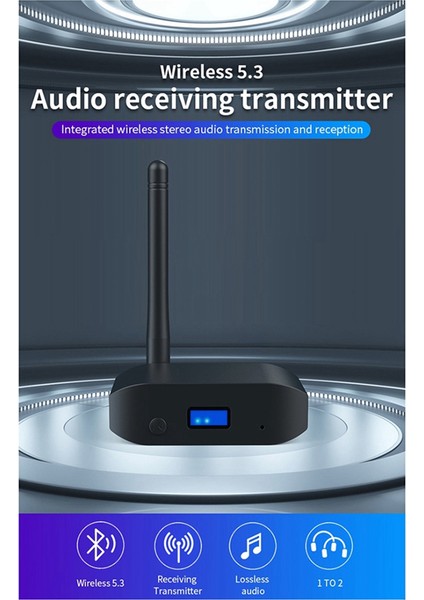 Bluetooth 5.3 Adaptörü Alıcı Verici 2'si 1 Arada Qualcomm Aptx Ses Kod Çözme Ses Bluetooth B55 Adaptörü (Yurt Dışından)