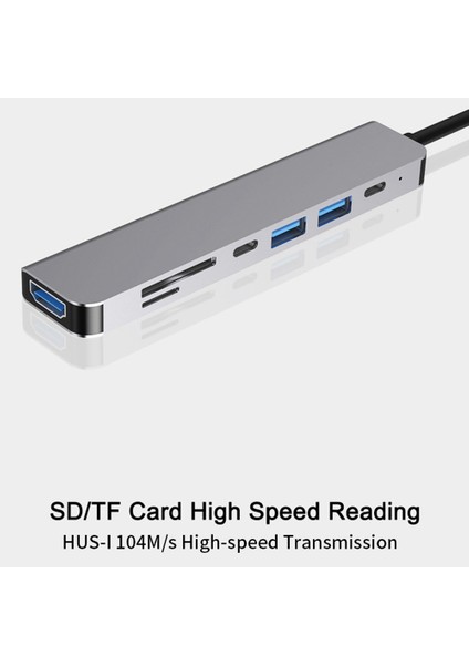 USB Yerleştirme Istasyonu, 7'si 1 Arada Hub, PD100W, Sd/tf, HDMI Uyumlu, 4 USB Çoklu Port Adaptörü, Dizüstü Bilgisayarlar, Telefonlar Için (Yurt Dışından) fırsatları