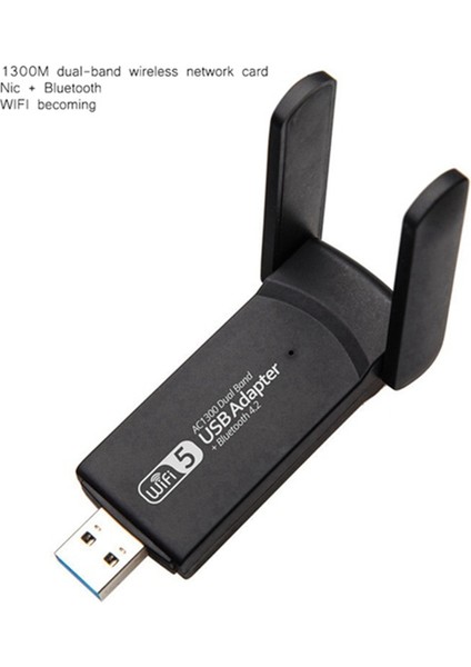 1300MBPS USB Wifi Adaptörü USB 3.0 Kablosuz Dongle 2.4g ve 5g Çift Bant 2'si 1 Arada Masaüstü Bilgisayar Için Kablosuz Ağ Kartı (Yurt Dışından) modelleri