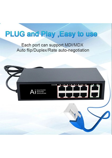 Poe Anahtarı 100MBPS Ethernet Anahtarı Poe Ayırıcı Ieee 802.3AF/AT Ip Kamera Için Kablosuz Ap Wifi Yönlendirici Abd Fişi 10 Port (Yurt Dışından) modelleri