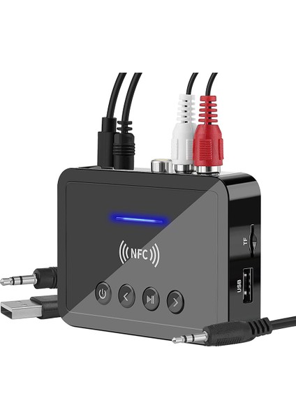 Bluetooth 5.0 Alıcı Verici Fm Stereo Aux 3.5mm Jack Rca Kablosuz Nfc Bluetooth Ses Adaptörü Tv Pc Için Kulaklık (Yurt Dışından)